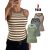 3-Pack Striped Round Neck Slim Fit Racer Back Ribbed Tank Top