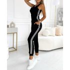 Striped Tape Patch Snap Button Baseball Jacket