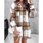 Plaid Pattern Casual Shacket Jacket Button Down Long Sleeve Shirt Fall Clothes Outfits