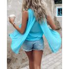 Slit Hollow Out Round Neck Fake Two Piece Tank Top