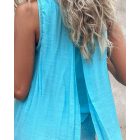 Slit Hollow Out Round Neck Fake Two Piece Tank Top