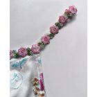 Floral Embroidery Plunge Bowknot Decor Drawstring Ruched Spaghetti Strap Tank Romantic Top