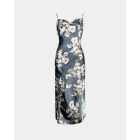 Floral Print Cowl Neck Spaghetti Strap Satin Nightgown Lingerie Sexy Backless Slit Sleep Dress