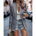Open Front Long Sleeve Cutout Blazer
