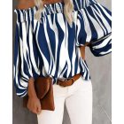 Zebra Stripe Print Off Shoulder Lantern Sleeve Top