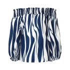 Zebra Stripe Print Off Shoulder Lantern Sleeve Top