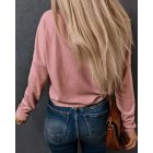 Long Sleeve Notch Neck Knit Top