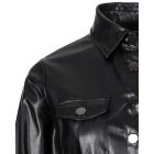 PU Leather Long Sleeve Flap Pocket Design Button Down Top