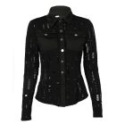 Turn-down Collar Hollow Out Button Down Shirt Top