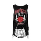 Floral Letter Print Ladder Cutout Tank Top