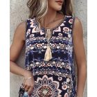Tribal Print Sleeveless Tied Detail Tank Top