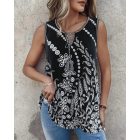 Tribal Print Knotted Tank Top