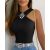 Rhinestone Halter Sleeveless Slim Fit Tank Ruched Casual Top