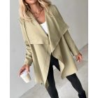 Lapel Neck Open Front Longline Trench Coat