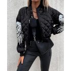 Shinny Sequin Wings Pattern Puffer Jacket Winter Zip Up Warm Quilted Coats