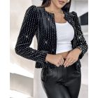 Holographic Metallic Silver Striped Open Front Long Sleeve Coat