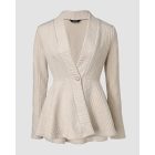 Shawl Collar Cable Textured Single Breasted Ruffle Hem Coat