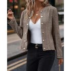 Herringbone Pattern Open Front Overcoat