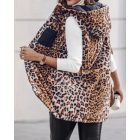 Reversible Leopard Pattern Vests Sleeveless Fleece Lined Jacket Zip Up Hoodie Pockets Long Warm Winter Coat