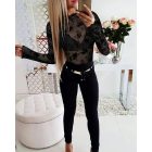 Glitter Lurex Mock Neck T Shirt Casual Sheer Mesh Slim Fit Blouse Top