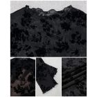 Glitter Lurex Mock Neck T Shirt Casual Sheer Mesh Slim Fit Blouse Top