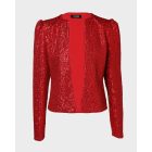 Sparkly Sequin Open Front Puff Sleeve Blazer Coat