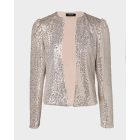 O-neck Long Sleeve Zip-up Sequin Coat