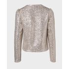 O-neck Long Sleeve Zip-up Sequin Coat