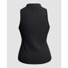 Ribbed O-Neck Slim Fit Zipper Thick Strap Mental O-ring Cinch Waist Tank Casual Top