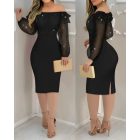 Velvet Off Shoulder Multicolor Holographic Metallic Silver Ruffle Hem Party Dress