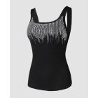 Round Neck Rhinestone Decor Skinny Tank Top