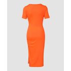 Ladder Cut Out Hollow Out Ruched Slit Bodycon Dress Side Slit Drawstring Club Party Short Sleeve Midi Dresses