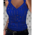 V-Neck Hollow Out Tank Top