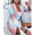 Ombre Shawl Collar Ruched Long Sleeve Flap Detail Blazer