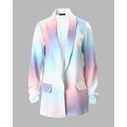 Ombre Shawl Collar Ruched Long Sleeve Flap Detail Blazer