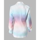 Ombre Shawl Collar Ruched Long Sleeve Flap Detail Blazer