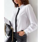 Turn-down Collar Button Front Tied Detail Shirt Top