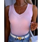 V Neck Sleeveless Tank Top Basic Solid Knitted Vest Tops