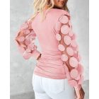 Floral Pattern Sheer Mesh Patch Top