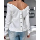 Long Sleeve Backless Buttoned Top