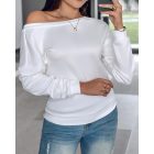Long Sleeve Backless Buttoned Top