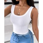 Scoop Neck Sleeveless Ribbed Tank Top Cami Tee Shirts
