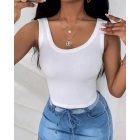 Scoop Neck Sleeveless Ribbed Tank Top Cami Tee Shirts