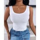 Scoop Neck Sleeveless Ribbed Tank Top Cami Tee Shirts