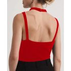 Criss Cross Asymmetrical Neck Ribbed Tank Top