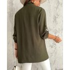 Roll Up Sleeve Casual Coat Open Front Lightweight Cardigan Top
