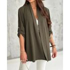 Roll Up Sleeve Casual Coat Open Front Lightweight Cardigan Top