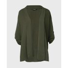 Roll Up Sleeve Casual Coat Open Front Lightweight Cardigan Top