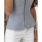 Zip-up Ruffle Hem Slim Fit Bandeau Top