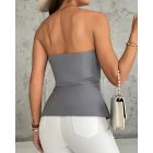 Zip-up Ruffle Hem Slim Fit Bandeau Top